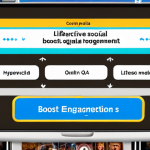 ** A vibrant social media feed showcasing interactive content like polls, contests, and live Q&A sessions. Focus on eye-catching visuals and user-generated content. Text overlay: "Boost Engagement: Interactive Social Media."

**